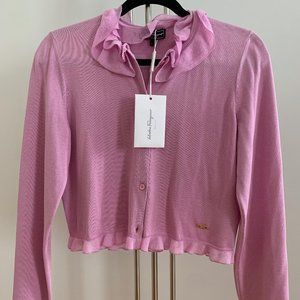 Ferragamo Ruffle Pink Cardigan Set NWT